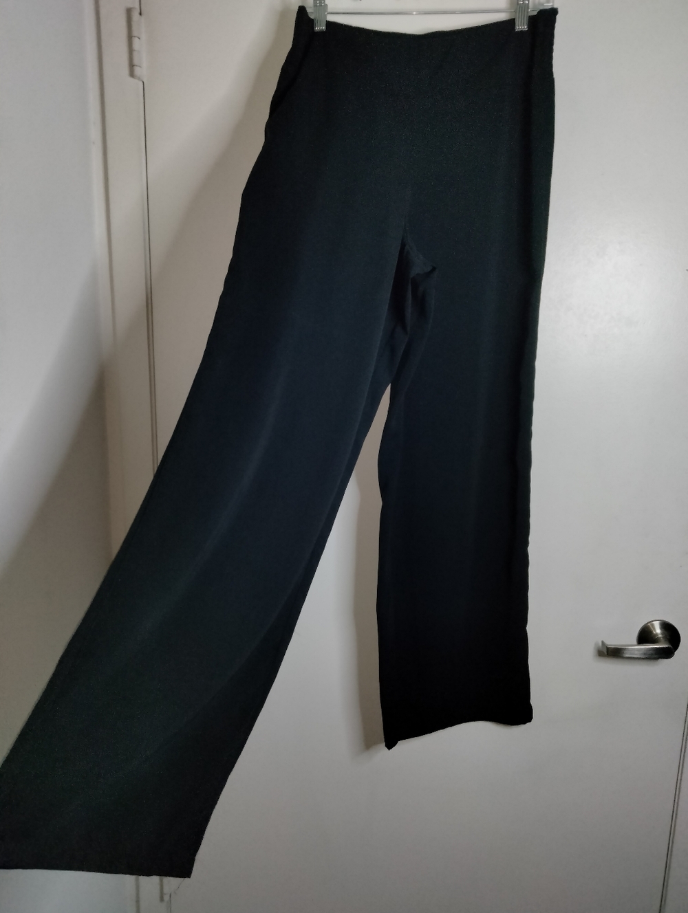 Apt. 9 (Sz M) Classic Black Stretch Smock Back Wide-Leg Pull-On High Rise Pants